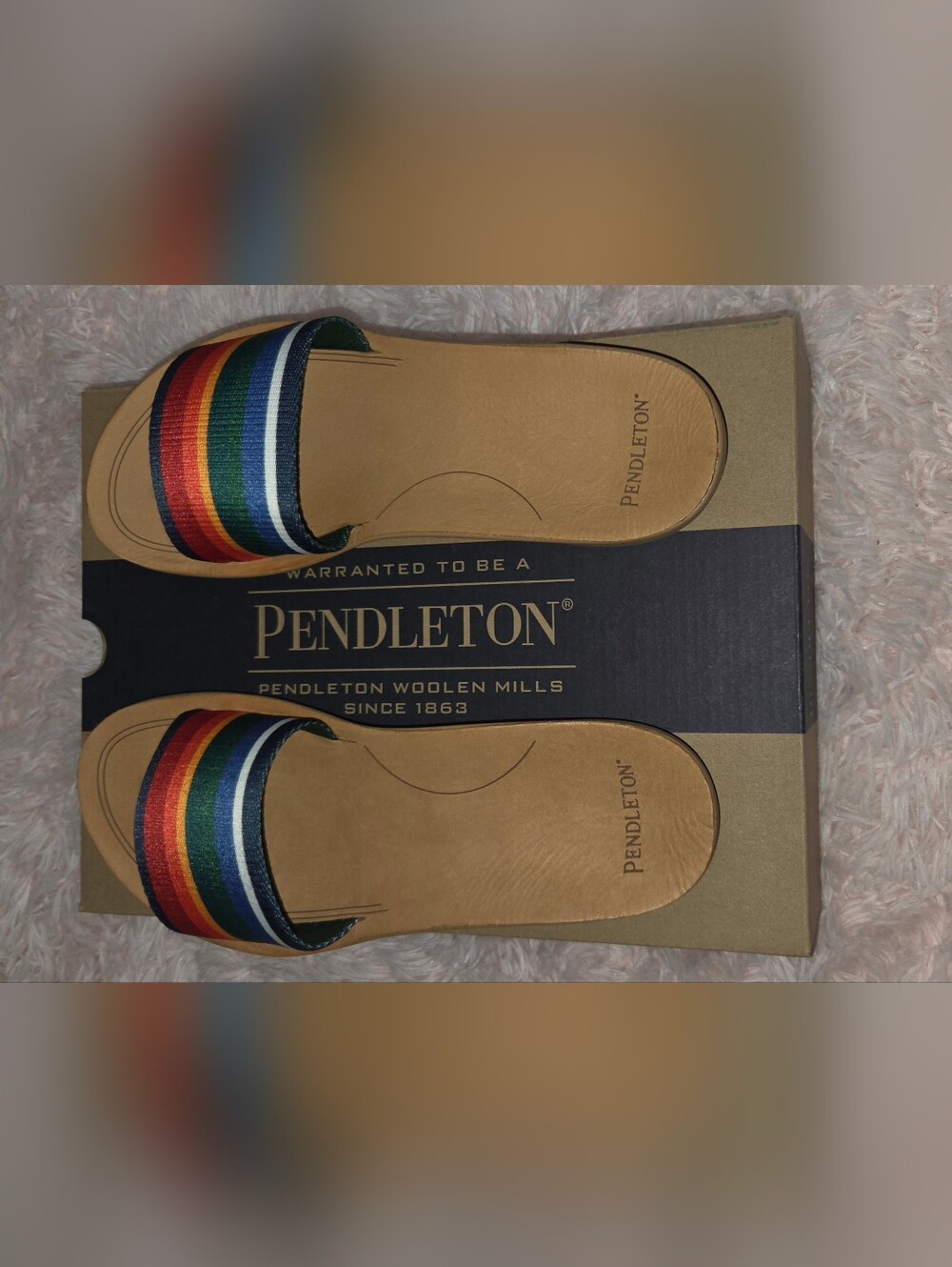 Pendleton Women’s Multi-Stripe Slide Sandals in Rainbow Colors